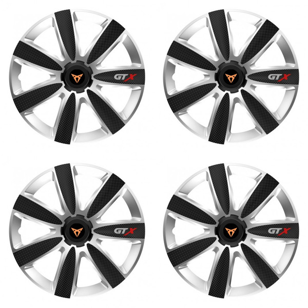 puklice pre  Cupra 14 GTX CARBON silver/black