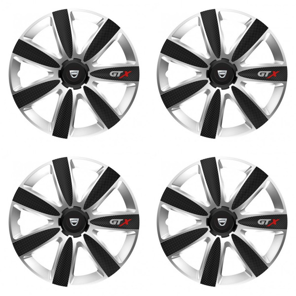puklice pre  Dacia (staršie logo) 15 GTX CARBON silver/black