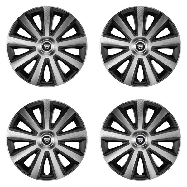 puklice pre  Dacia (staršie logo) 15 Aviator carbon silver&black