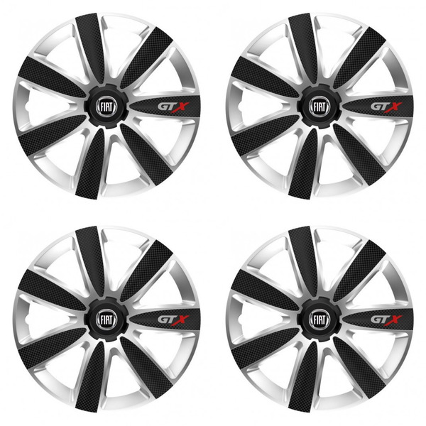 puklice pre Fiat (čierny) 16 GTX CARBON silver/black