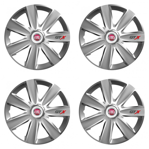 puklice pre Fiat (červené) 14 GTX CARBON silver