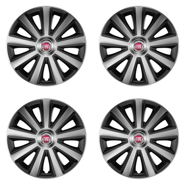 puklice pre Fiat (červené) 14 Aviator carbon silver&black