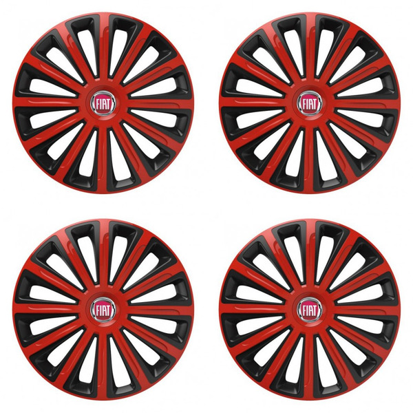 puklice pre Fiat (červené) 15 TREND red and black