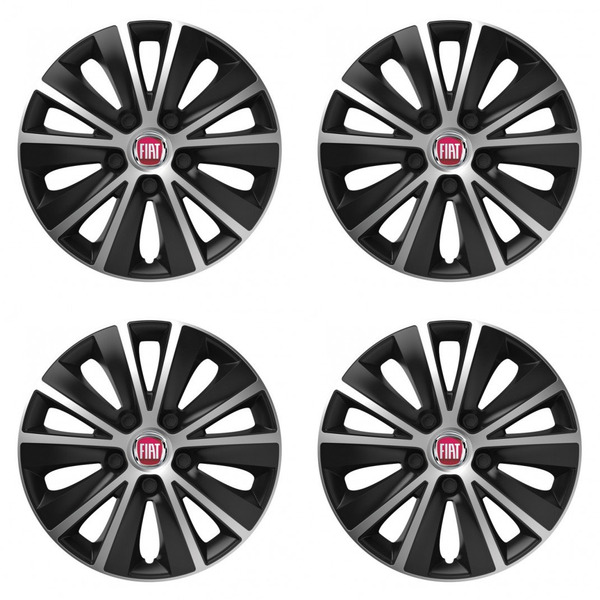 puklice pre Fiat (červené) 16 RAPIDE silver and black