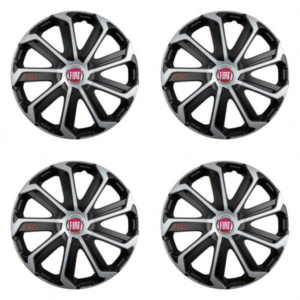 puklice pre Fiat (červené) 15 Evo black&silver