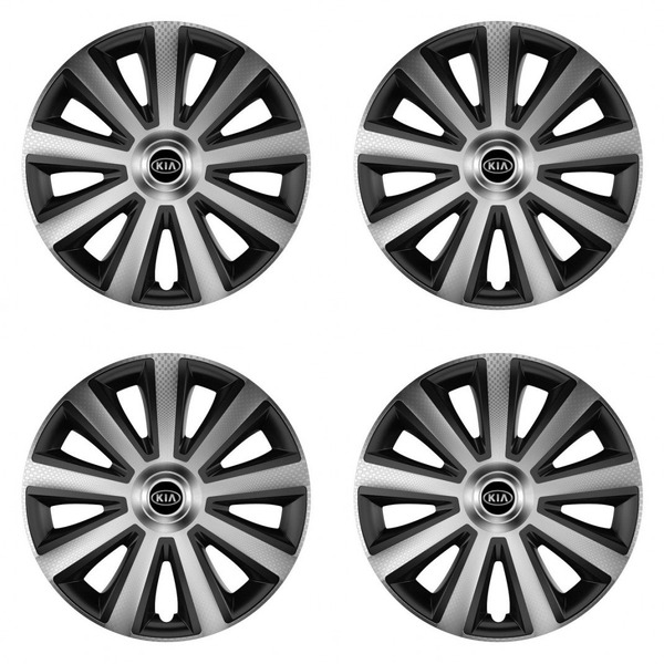 puklice pre  Kia (staršie logo) 16 Aviator carbon silver&black