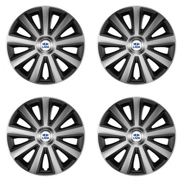 puklice pre Lada 15 Aviator carbon silver&black