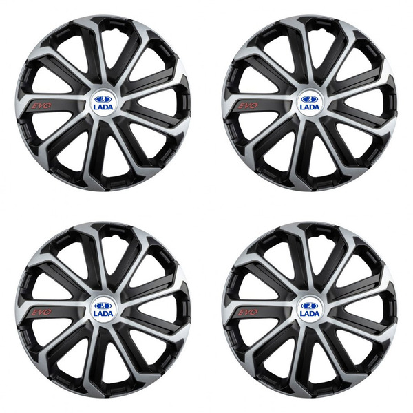 puklice pre Lada 14 Evo black&silver