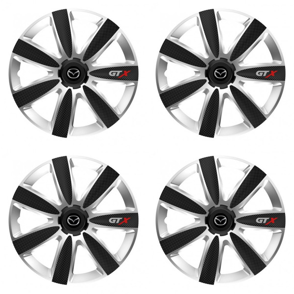 puklice pre Mazda 14 GTX CARBON silver/black