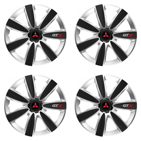 puklice pre Mitsubishi (červené) 14 GTX CARBON silver/black
