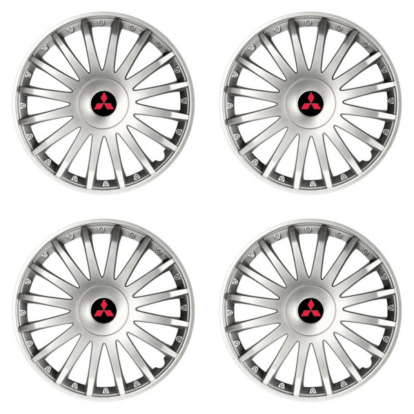 puklice pre Mitsubishi (červené) 15 CRYSTAL silver