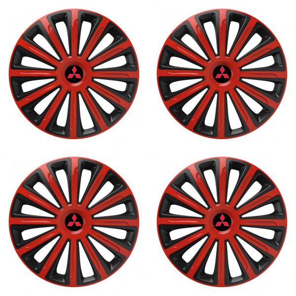 puklice pre Mitsubishi (červené) 15 TREND red and black