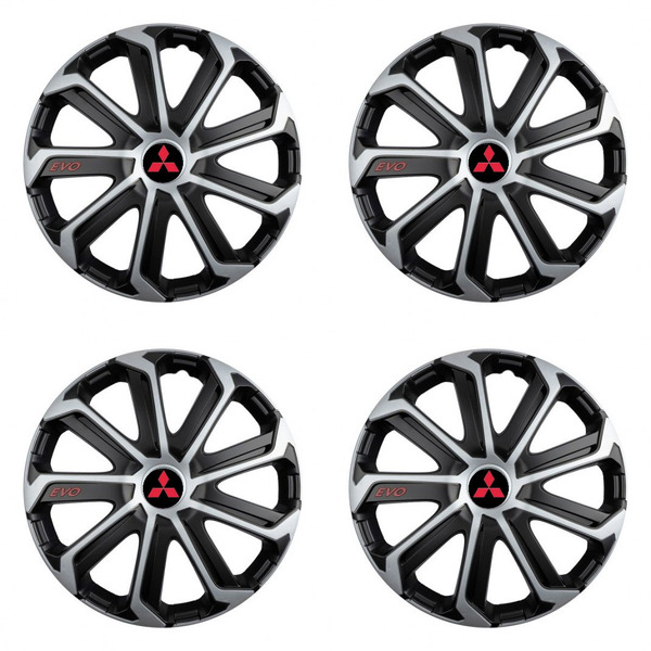 puklice pre Mitsubishi (červené) 14 Evo black&silver