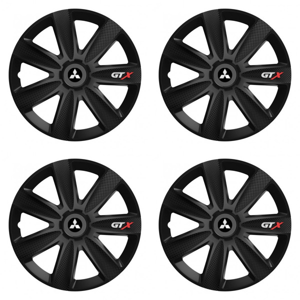 puklice pre Mitsubishi (strieborné) 16 GTX CARBON black