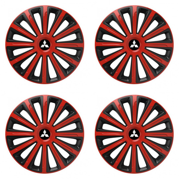 puklice pre Mitsubishi (strieborné) 16 TREND red and black