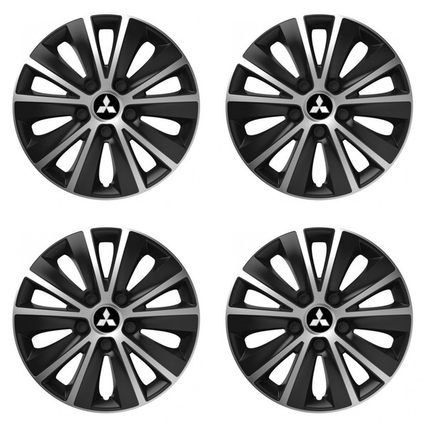 puklice pre Mitsubishi (strieborné) 15 RAPIDE silver and black