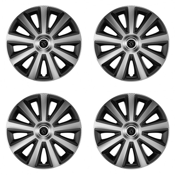 puklice pre Peugeot (nové logo) 15 Aviator carbon silver&black