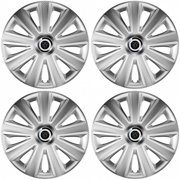 puklice pre  Peugeot (nové logo) 14 Aviator carbon RC silver