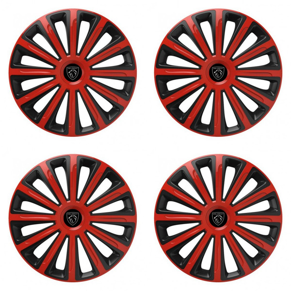 puklice pre  Peugeot (nové logo) 16 TREND red and black