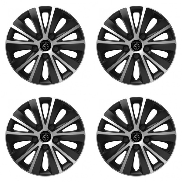 puklice pre Peugeot (nové logo) 15 RAPIDE silver and black