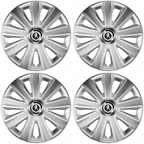 puklice pre  Peugeot (staršie logo) 16 Aviator carbon RC 16 silver