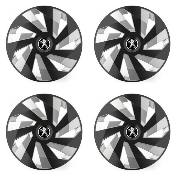 puklice pre Peugeot (staršie logo) 16 Vector RC black and silver