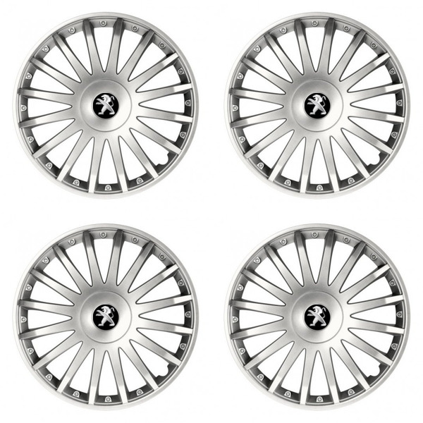 puklice pre Peugeot (staršie logo) 16 CRYSTAL silver