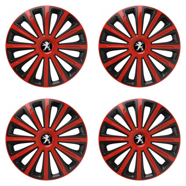 puklice pre Peugeot (staršie logo) 15 TREND red and black