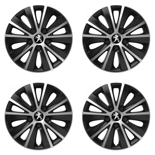 puklice pre  Peugeot (staršie logo) 15 RAPIDE silver and black