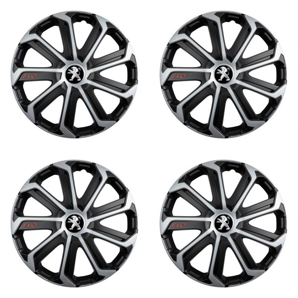 puklice pre  Peugeot (staršie logo) 14 Evo black&silver
