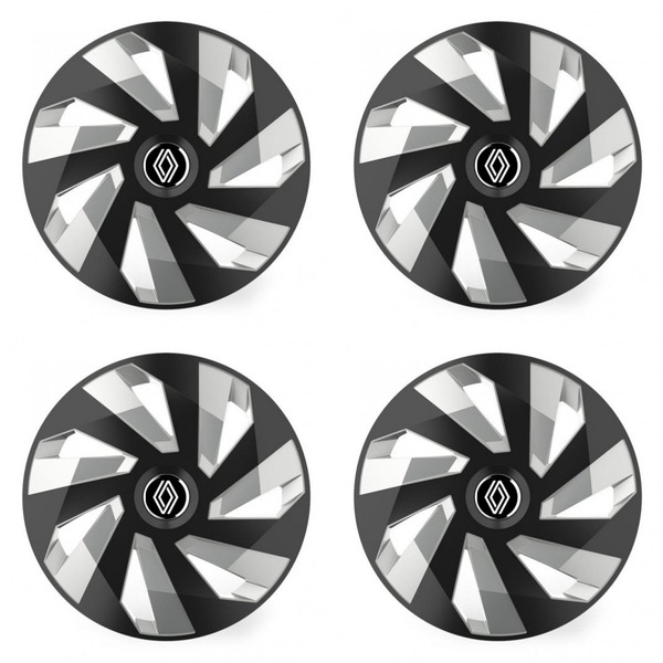 puklice pre Renault (nové logo) 14 Vector RC black and silver