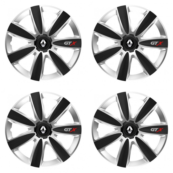 puklice pre  Renault (staršie logo) 14 GTX CARBON silver/black