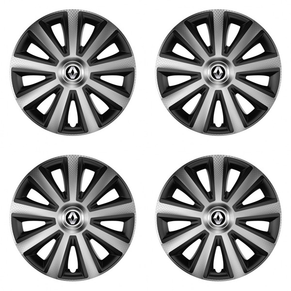 puklice pre Renault (staršie logo) 14 Aviator carbon silver&black