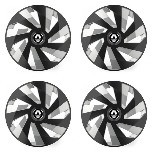 puklice pre Renault (staršie logo) 15 Vector RC black and silver