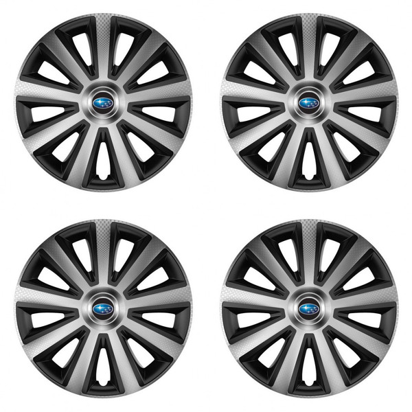 puklice pre Subaru 14 Aviator carbon silver&black