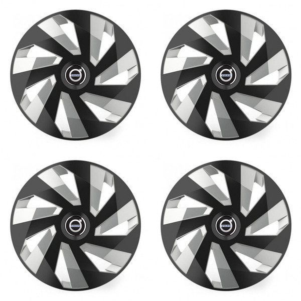 puklice pre  Volvo (čierne) 15 Vector RC black and silver