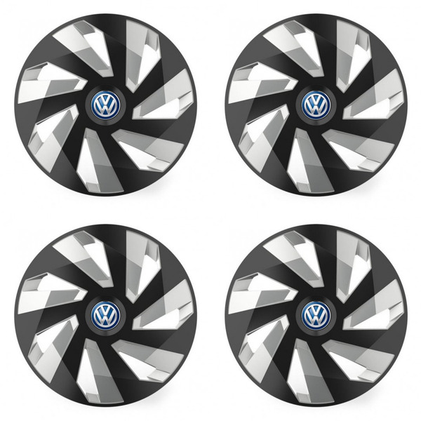 puklice pre VW (modré) 16 Vector RC black and silver